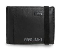 Pepe Jeans Cortland Geldbörse mit elastischem Band, Schwarz, 11,5 x 8,5 x 1 cm, Leder von Joumma Bags
