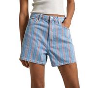 Pepe Jeans Damen A-Line Short Uhw Stripe Shorts, Blau (Denim), 31W
