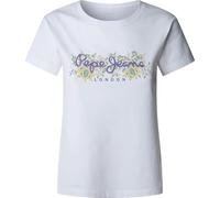 T-Shirt PEPE JEANS "AVA", Damen, Gr. XS, weiß (800weiß), Single Jersey, Obermaterial: 100% Baumwolle, bedruckt, casual, regular fit, Rundhals, Kurzarm abgesteppte Kante, Shirts, mit floralem Print (49