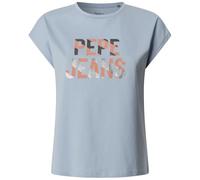 T-Shirt PEPE JEANS "CATALINA", Damen, Gr. XL, stormy sea blau, Single Jersey, Obermaterial: 100% Baumwolle, bedruckt, regular fit hüftbedeckend, Rundhals, abgesteppte Kante, Shirts T-Shirt, aus Baumwo