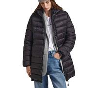 Pepe Jeans Damen Maddie Long Puffer Jacke, Schwarz (Black), L