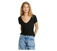 Pepe Jeans Damen Megan V-Neck T-Shirt, Schwarz, M