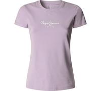 T-Shirt PEPE JEANS "NEW VIRGINIA", Damen, Gr. S, 419lila, Single Jersey, Obermaterial: 95% Baumwolle, 5% Elasthan, bedruckt, casual, regular fit, Rundhals, Kurzarm abgesteppte Kante, Shirts, mit Marke