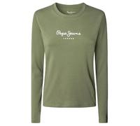 Pepe Jeans Damen New Virginia T-Shirt Slim Fit Langarm Blau, Grün (Khaki-Grün), M