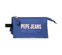 Pepe Jeans Darren Federmäppchen, dreifach, Blau, 22 x 12 x 5 cm, Polyester, blau, Dreifach-Etui
