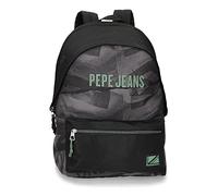 Pepe Jeans Davis Rucksack für Laptop, Doppelfach, 15,6 Zoll, Schwarz, 31 x 44 x 17,5 cm, Polyester, 20,46 l