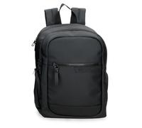 Pepe Jeans Dorking Rucksack für Laptop, doppeltes Fach, anpassbar, 39,6 cm, Schwarz, 25 x 37 x 12 cm, Polyester mit Kunstlederdetails, 11,1 l