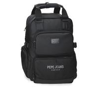 Pepe Jeans Durham Rucksack mit zwei Fächern, anpassbar, 38 cm (15 Zoll), Schwarz, 28 x 40 x 16 cm, Polyester, 17,92 l