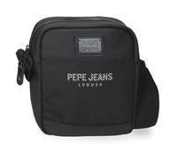 Pepe Jeans Durham Umhängetasche mit Zwei Fächern, Schwarz, 17 x 22 x 7,5 cm, Polyester von Joumma Bags