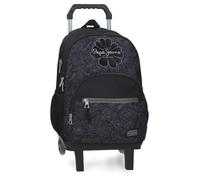 Pepe Jeans Eloise Zwei-Fächer Rucksack mit Trolley Laptop 15,6 Zoll Schwarz 32x44x22 cm Polyester 30,98L by Joumma Bags