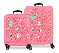 Pepe Jeans Evelyn Kofferset, Fuchsia, 55/68 cm, ABS, integrierter Kombinationsverschluss, 109 l, 6,08 kg, 4 Doppelrollen, ausziehbar, Handgepäck von Joumma Bags