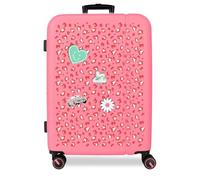 Pepe Jeans Evelyn Koffer, mittelgroß, Fuchsia, 48 x 68 x 27 cm, Harter ABS-Kunststoff, integrierter Kombinationsverschluss, 72 l, 3,48 kg, 4 Doppelräder, Handgepäck von Joumma Bags