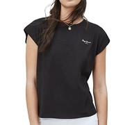 Pepe Jeans Floraison Damen-T-Shirt, 999 Schwarz, Small