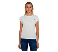 Pepe Jeans Floraison Damen-T-Shirt, Weiß (Off White), Large
