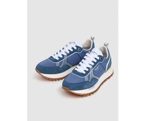 Pepe Jeans FOOTWEAR Leder-Laufschuhe in Blau - Größe 42 | Herrenschuhe Outdoorschuhe