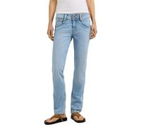 Straight-Jeans PEPE JEANS "SLIM JEANS MW GEN", Damen, Gr. 32, Länge 30, blau (bleached used), Denim/Jeans, Obermaterial: 99% Baumwolle, 1% Elasthan, slim fit lang, Jeans Straight-Jeans, mit doppeltem