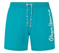 Pepe Jeans Herren Logo Badeshorts, Blau (Dunkeltürkisblau), L