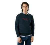 Sweatshirt PEPE JEANS "MACBETH PLAIN CREW", Herren, Gr. M, blau (dulwich blau), Sweatware, Obermaterial: 70% Baumwolle, 30% Polyester, unifarben, bedruckt, casual, regular fit, Rundhals, Langarm Rippb