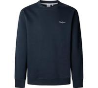 Sweatshirt PEPE JEANS "MACBETH SMALL LOGO PLAIN CREW", Herren, Gr. XL, blau (dulwich blau), Sweatware, Obermaterial: 70% Baumwolle, 30% Polyester, unifarben, casual, regular fit normal, Rundhals, Lang