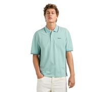 Poloshirt PEPE JEANS "MATTHEW", Herren, Gr. XL, schwarz acqua blau, Piqué, Obermaterial: 100% Baumwolle, unifarben mit Farbeinsätzen, regular fit hüftbedeckend, Rippbündchen, Shirts, aus Baumwoll-Piqu