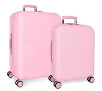 Pepe Jeans Highlight Kofferset, Rosa, 55/70 cm, ABS, integrierter TSA-Verschluss, 116 l, 7,54 kg, 4 Doppelrollen, Handgepäck, von Joumma Bags, Rosa, Koffer Set