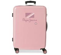 Pepe Jeans Holi Koffer, mittelgroß, Rosa, 48 x 68 x 26 cm, Hartplastik, seitlicher Kombinationsverschluss, 70 l, 3 kg, 4 Räder