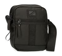 Pepe Jeans Hoxton Umhängetasche mit Zwei Fächern, Schwarz, 17 x 22 x 7,5 cm, Polyester und PU, Mehrfarbig (Mehrfarbig), Talla única, Umhängetasche mit Zwei Fächern
