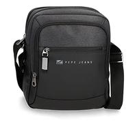 Pepe Jeans Jarvis Umhängetasche für Tablet, Schwarz, 22 x 27 x 8 cm, Polyester mit Details aus Kunstleder