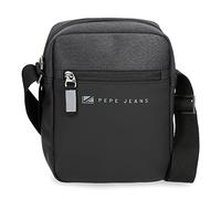 Pepe Jeans Jarvis Umhängetasche, mittelgroß, Schwarz, 17 x 22 x 6 cm, Polyester mit Details aus Kunstleder