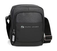 Pepe Jeans Jarvis Umhängetasche, mittelgroß, Schwarz, 17 x 22 x 8 cm, Polyester mit Details aus Kunstleder