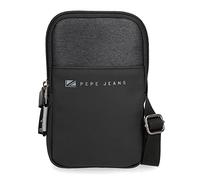 Pepe Jeans Jarvis Umhängetasche, Schwarz, 10,5 x 18 x 2 cm, Polyester mit Details aus Kunstleder