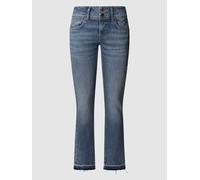 Slim-fit-Jeans PEPE JEANS "SLIM JEANS LW", Damen, Gr. 27, Länge 32, light destroyed blau, Denim/Jeans, Obermaterial: 99% Baumwolle, 1% Elasthan, Destroyed-Effekte, casual, slim fit, Jeans, mit doppelt