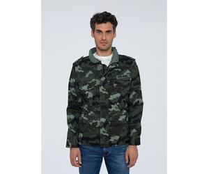 Pepe Jeans Jeansjacke "Stroude Camo" in Khaki - Größe L | Herren Plussize