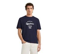 Print-Shirt PEPE JEANS "print t-shirt JIMMY TEE", Herren, Gr. S, blau (deep sea blau), 100% Baumwolle, Shirts (60405746-S) deep sea blau