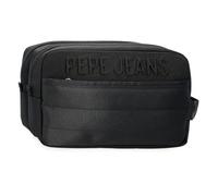 Pepe Jeans Ancor Kulturbeutel mit Zwei Fächern, anpassbar, Schwarz, 26 x 16 x 12 cm, Polyester, 0,38 l, Schwarz, Talla única, Kulturbeutel mit Zwei Fächern, anpassbar