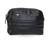 Pepe Jeans Joumma Bags Biker-Geldbörse, schwarz, 11,5 x 8,5 x 1,5 cm, Polyester mit Kunstleder-Details, Schwarz/Weiß, Einheitsgröße, Geldbörse, schwarz/weiß, Einheitsgröße, Geldbörse