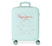 Pepe Jeans Leslie Kabinentrolley, blau, 38 x 55 x 20 cm, Hartplastik, seitlicher Kombinationsverschluss, 34 l, 2,74 kg, 4 Räder, Handgepäck, Türkis