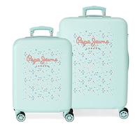 Pepe Jeans Leslie Kofferset Blau 55/65 cm Hartschale ABS Kombinationsverschluss seitlich 90L 7,54 kg 4 Doppelrollen Handgepäck
