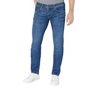 Pepe Jeans London Herren Hatch Slim Jeans, niedriger Taillenbund, Powerflex Stretch Denim, mittlere Blaue Waschung