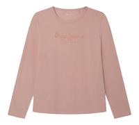 Pepe Jeans Mädchen Langarmshirt - HANA GLITTER LS, Baumwolle, Rundhals, Glitzer, Logo, einfarbig