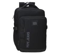 Pepe Jeans Matlock Rucksack für Laptop, 39,6 cm (15,6 Zoll), Schwarz, 28 x 40 x 16 cm, Kunstleder und Polyester von Joumma Bags