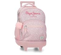 Pepe Jeans Mia Rucksack, kompakt, abnehmbar, 2 Räder, Hellrosa, 32 x 45 x 21 cm, Polyester, 30,2 l