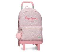 Pepe Jeans MIA Schulrucksack mit Trolley 15.6 "Zoll Hellrosa 31x44x17. 5 cm Polyester 24L von Joumma Bags