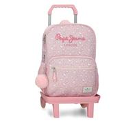 Pepe Jeans Mia Schulrucksack mit doppeltem Fach mit Trolley, Hellrosa, 30 x 40 x 13 cm, Polyester, 15,6 l, von Joumma Bags