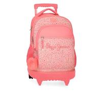 Pepe Jeans Nahid Compact Rucksack mit 2 Rädern, Rosa, 32 x 43 x 21 cm, Polyester, von Joumma Bags, Rosa, 32x43x21 cms, Kompakter Rucksack mit 2 Rädern