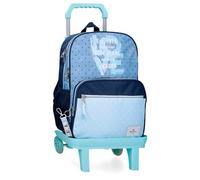 Pepe Jeans Noni Denim Rucksack mit doppeltem Fach mit Wagen in Blau, 30 x 40 x 12 cm, Polyester von Joumma Bags, blau, Talla única, Rucksack mit Doppelfach und Trolley