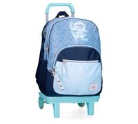 Pepe Jeans Noni Denim Rucksack mit Doppelfach, mit Wagen in Blau, 32 x 44 x 22 cm, Polyester von Joumma Bags, blau, Talla única, Rucksack mit Doppelfach und Trolley