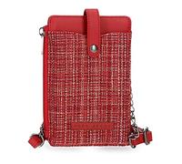 Pepe Jeans Oana Rot Mobile Umhängetasche 9,5x16,5 cm Polyester mit Kunstlederdetails