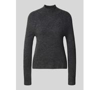 Strickpullover PEPE JEANS "ASHLEY PERKINS", Damen, Gr. M, grau (dunkelgrau marl), Strick, Obermaterial: 65% Polyester, 28% Polyacryl, 5% Wolle, 2% Elasthan, meliert, hüftbedeckend, hoch geschlossener