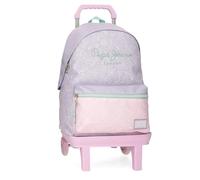 Pepe Jeans Renata Schulrucksack mit Trolley, 39,6 cm (15,6 Zoll), Violett, 31 x 42 x 17,5 cm, Polyester, 22,79 l, von Joumma Bags, dunkelviolett, Talla única, Schulrucksack mit Trolley